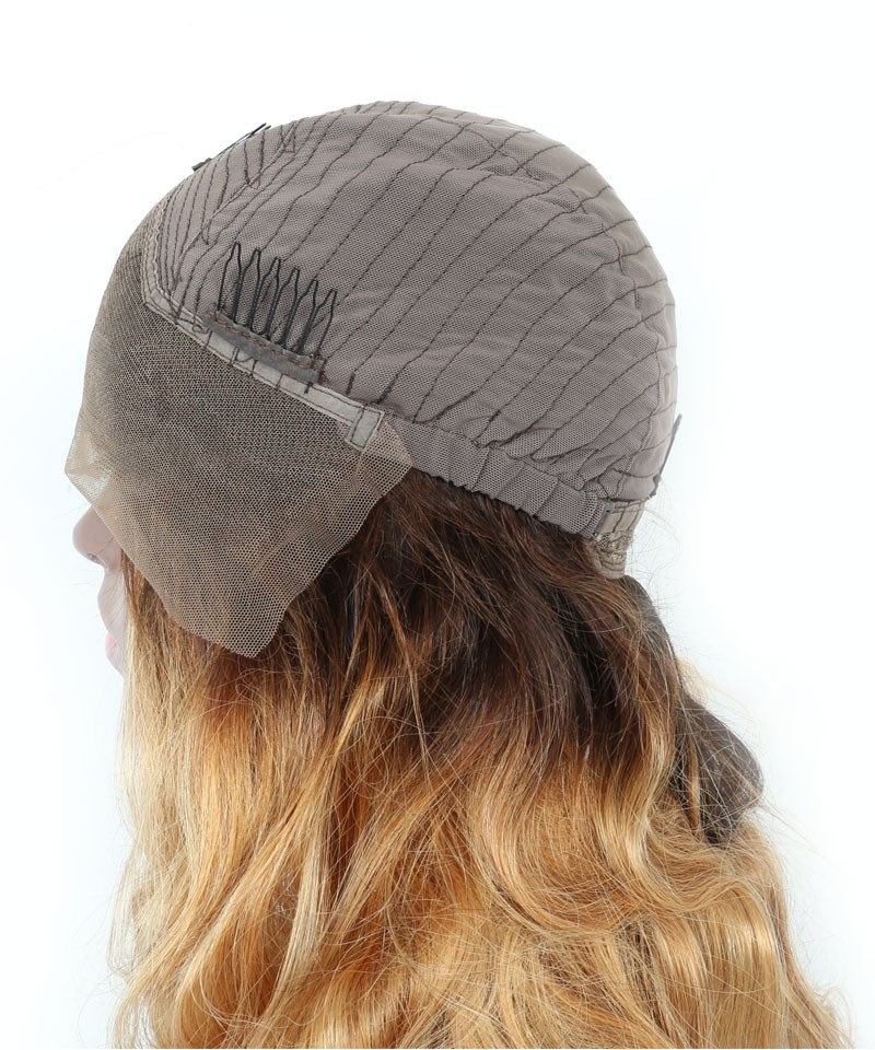 Honey Blonde Ombre Colored Lace Front Human Hair Wigs For Women