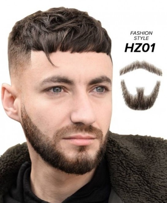 Dolago Mens Lace Fake Beard Mustache Hand Made By 100% Human Hair Lace Invisible Beards