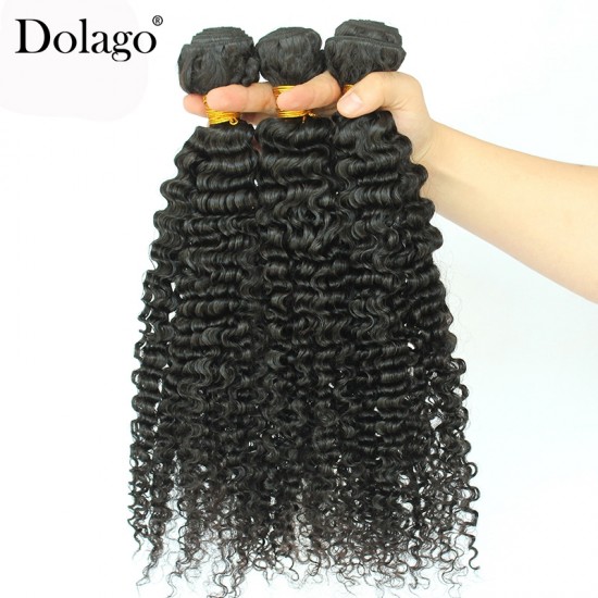 Dolago Brazilian Remy Human Hair Bundles 3B 3C Kinky Curly Human Hair Extensions 10 -30 Inches Curly Human Hair Weaves 3Pics Brazilian Bundles Sales 