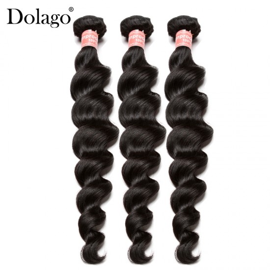 Dolago European Remy Human Hair Weave Bundles For Sale 3Pieces Indian Loose Wave Human Hair Extensions 10-30 Inches Indian Hair Bundles 