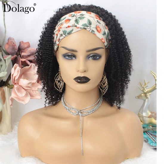 Headband Wigs Kinky Curly Human Hair Wigs With With Headband Attached