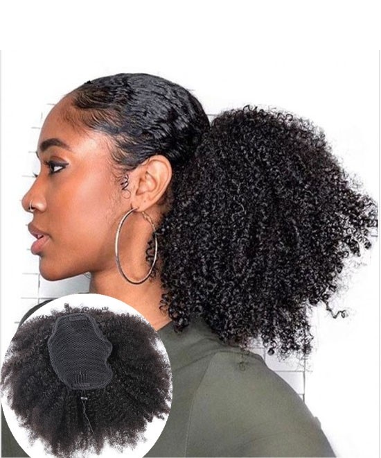 Afro Kinky Curly Wrap Ponytail Human Hair Magic Horsetail Wrap 
