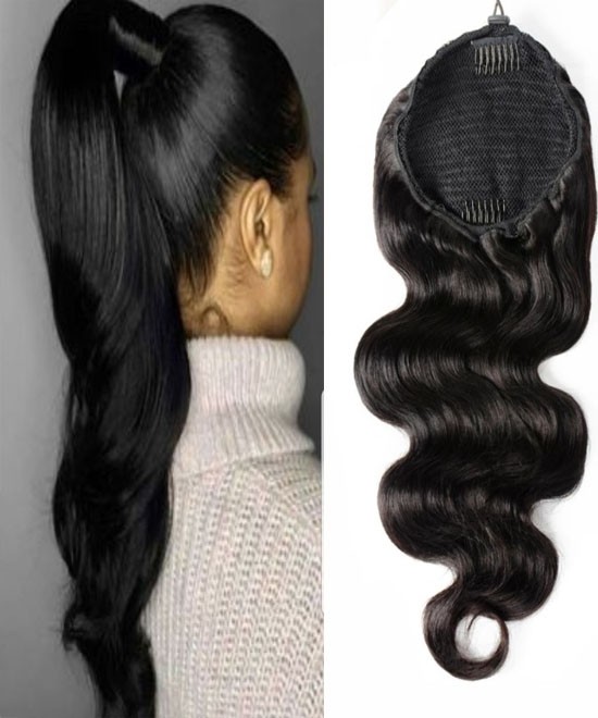 Body Wave Drawstring Brazilian Ponytail Extensions For Women