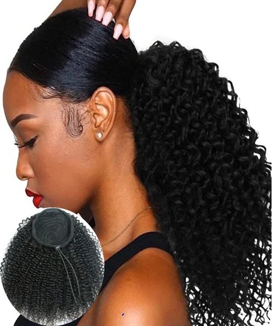 Dolago Kinky Curly Ponytail Human Hair Magic Horsetail Wrap Around Ponytail Mongolian 4 Combs Kinky Curly Clip Drawstring In Human Hair Extensions At Cheap Prices For Sale 