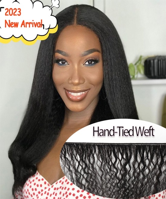 Dolago Kinky Straight Hand Tied Weft Hair Extensions For Black Women Coarse Yaki Full Cuticle Genius Utah Human Hair Extensions Brazilian Virgin Human Hair Bundles Can Be Dyed