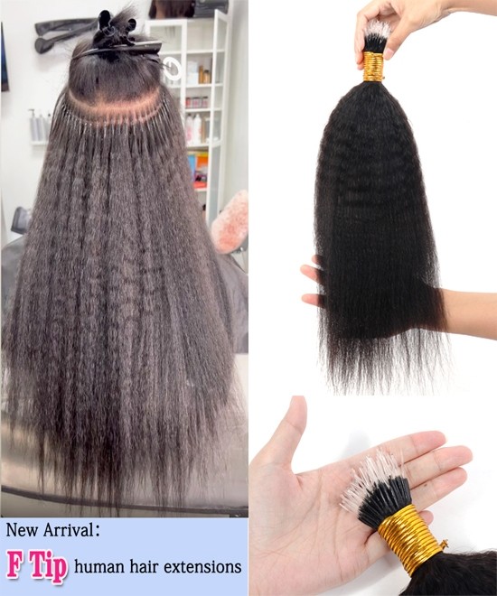 Dolago F Tip Hair Extensions Kinky Straight I Tip Human Hair Extensions For Women Raw Brazilian Microlinks Hair Extensions With Smallest Nano Beads Wholesale Itips Virgin Hair Extensions Vendor Sale Online