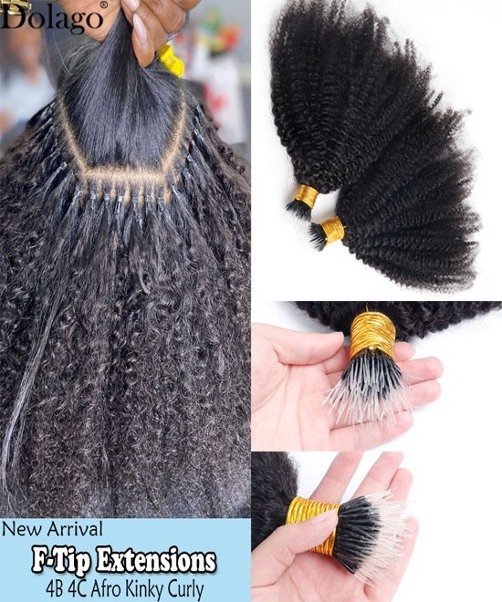Dolago Afro Curly F Tip Hair Extensions African I Tip Human Hair Extensions For Women Brazilian 4B 4C Kinky Curly Microlinks Hair Extensions With Nano Beads Lightweight Reusable Itips For Wholesale Online