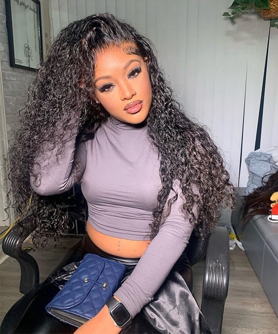 Dolago Natural Hairline Loose Curly Lace Front Human Virgin Hair Wigs For Black Women 250% Density 13X6 Lace Front Wigs Pre Plucked With Baby Hair High Quality Front Lace Wigs For Sale Online Shop