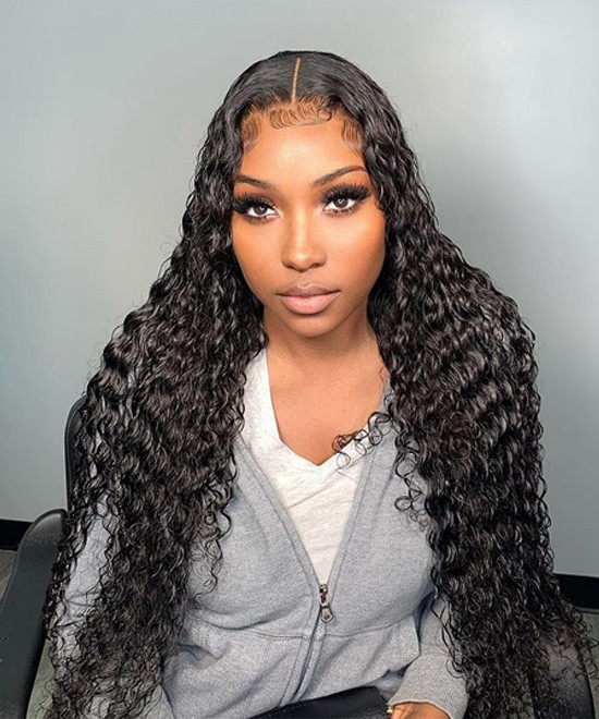 Dolago High Quality Deep Wave 13x6 Lace Front Human Hair Wigs For Black Women 180% Brazilian Front Lace Wigs Human Hair Pre Plucked For Sale Glueless Transparent Lace Front Wigs With Baby Hair 