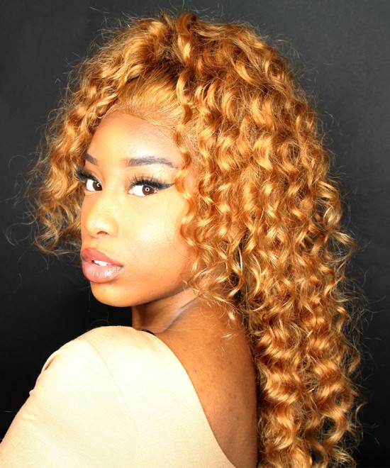 Dolago Hair Wigs 250 Density Strawberry Blonde #27 Color 100% Brazilian Human Hair Loose Wave Lace Front Wigs Pre Plucked With Baby Hair