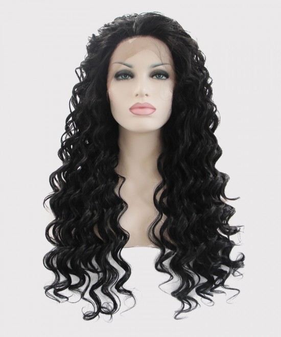Dolago Black Lace Front Wigs Loose Wave Synthetic Wig 