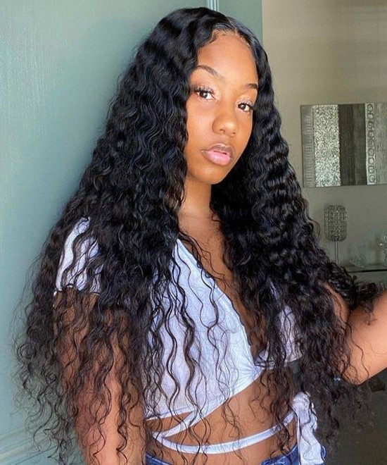 Dolago 180% High Quality Deep Wave Lace Front Human Hair Wigs Pre Plucked For Sale Glueless Wavy 13x4 Lace Front Wig With Baby Hair For Black Women Natural Brazilian Human Hair Lace Front Wigs Pre Bleached