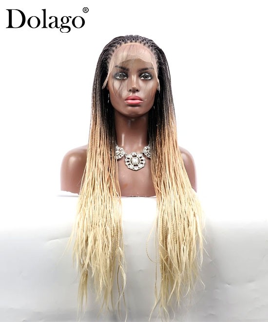 Braided wigs 13x2.5 knotless braid lace front wig 30inch fully braided lace front wigs for african american ombre #1b/27/613 handmade braid wigs for sale dolago best cheap synthetic braiding wigs free shipping
