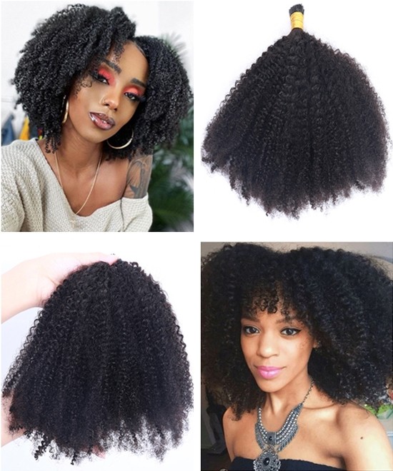 Dolago Mongolia Afro Kinky Curly I Tip Human Hair Extensions 8-30" Brazilian Afro Kinky Curly I Tip Hair Bundles To Make Long Hairstyles 100 Pics/set Remy Fusion Stick Keratin Bonded Hair