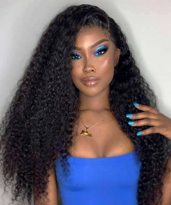 Dolago 3B 4A Kinky Curly 360 Lace Frontal Wig Human Hair For Black Women 150% Glueless Transparent 360 Lace Wigs Pre Plucked For Sale Online Natural Curly 360 Full Lace Wigs With Baby Hair Can Be Dyed 