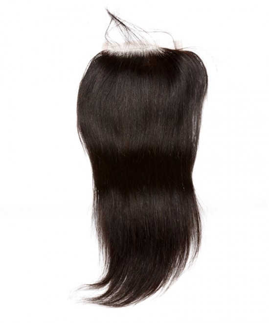 Dolago Brazilian Virgin Human Hair Straight 4x4 Free Part Silk Base Closure