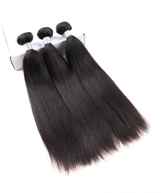 Dolago Mink Brazilian Virgin Hair Bundles Yaki Straight 3Pics Human Hair Weave Bundles Coarse Yaki Brazilian Human Hair Extensions 