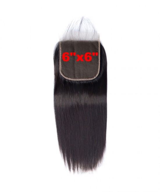 Dolago Brazilian Virgin Hair Straight Human Hair Lace Closure 6x6 Lace Size