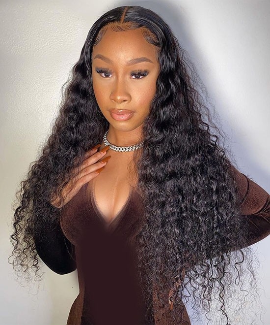 Dolago Best Deep Curly Lace Front Human Hair Wigs For Sale Online 250% Brazilian RLC Transparent Front Lace Wigs For Black Women Glueless High Quality Frontal Wigs Pre Plucked With Baby Hair Free Shipping 