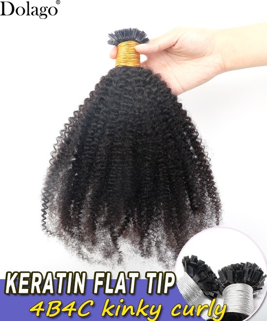 Dolago Best Afro Kinky Curly Keratin Fusion Hair Extensions Micro Ring Cuticles Nail I Tip Hair Extension 100 Pieces For One Set And Two Sets Make A Full Head 