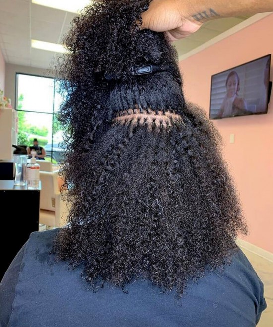 3B 3C Kinky Curly Micro Link Human Hair Extensions For Women Fro Sales