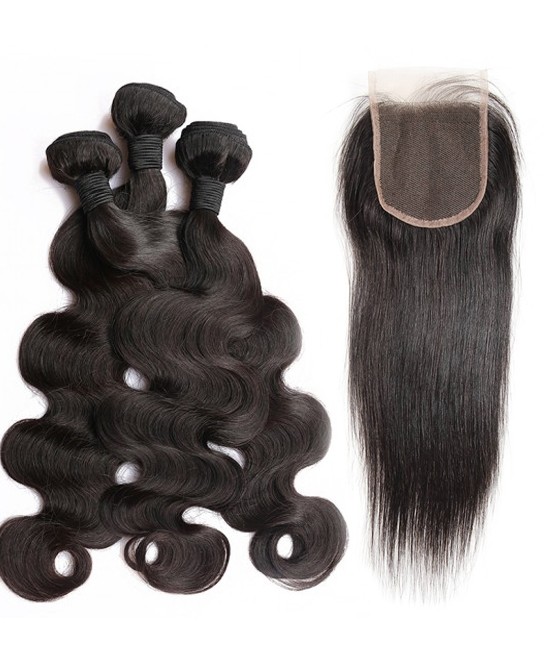 Dolago Brazilian Body Wave 3 100% Human Hair Bundles With 4x4 Lace Frontal Closure Cheap Bundles With Closure For Women Best Wavy Closures And Bundles Hair Wholesale Online Shop For Sale 