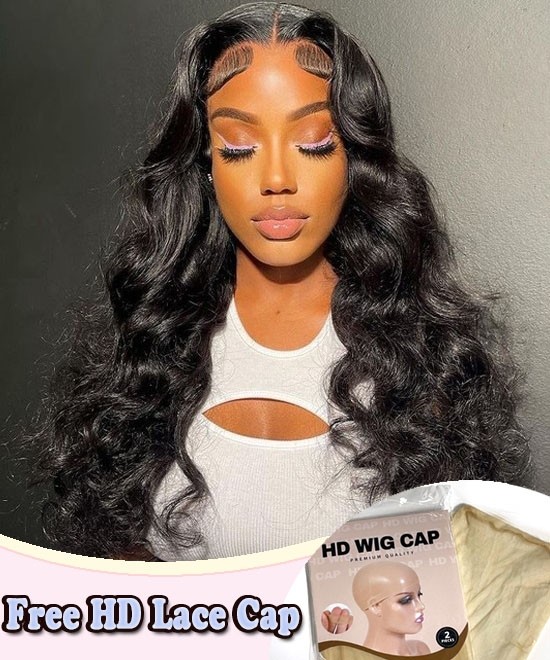 Dolago 4x4 HD Swiss Lace Closure Wig 250% Body Wave Real HD Crystal Closure Wigs Human Hair For Black Women Glueless Side Part Closure Wig With Undetectable Hairline Free Shipping