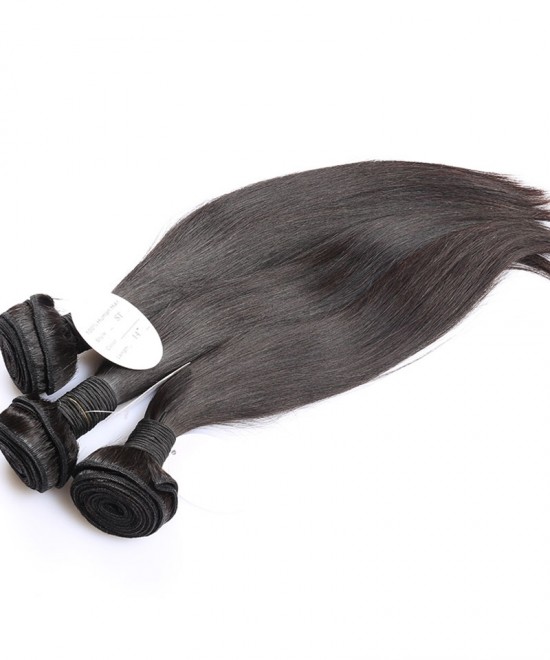 Dolago 1 Piece Straight Human Hair Bundles Brazilian Virgin Hair Natural Black