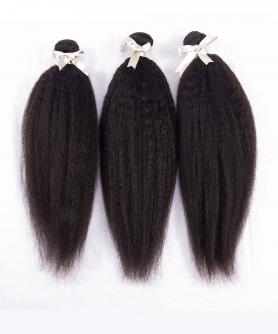 Dolago Peruvian Virgin Hair Kinky Straight 100% Human Virgin Hair Weave 3 Bundles 