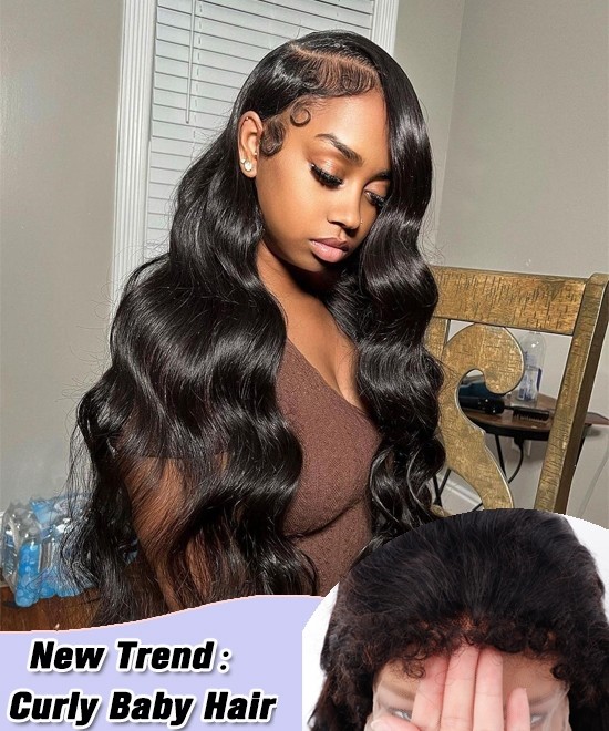 Dolago Glueless 13x6 Lace Front Wig With Curly Baby Hair For Black Women Body Wave 150% Cheap Brazilian Front Lace Human Hair Wig Pre Plucked For Sale Natural Wavy Transparent Lace Frontal Wigs Pre Bleached 