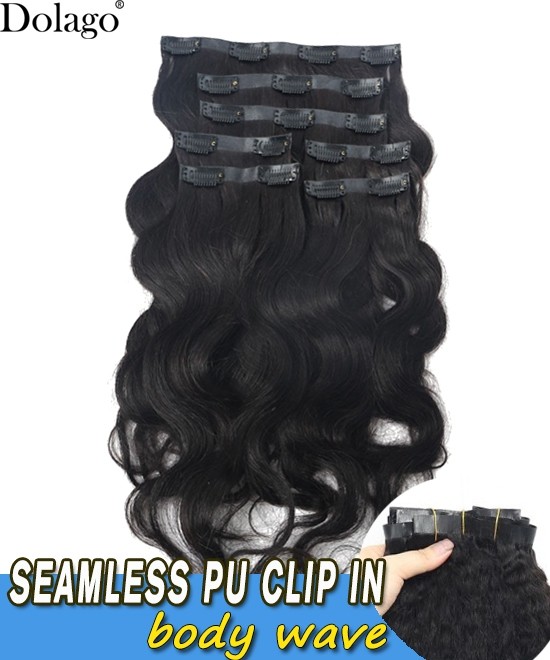 Dolago High Quality Body Wave Seamless Pu Clip In Human Hair Extensions For Women From Online Human Hair Shop At Cheap Prices For Sale 8-30 Inches Clip In Hair With Pu Added