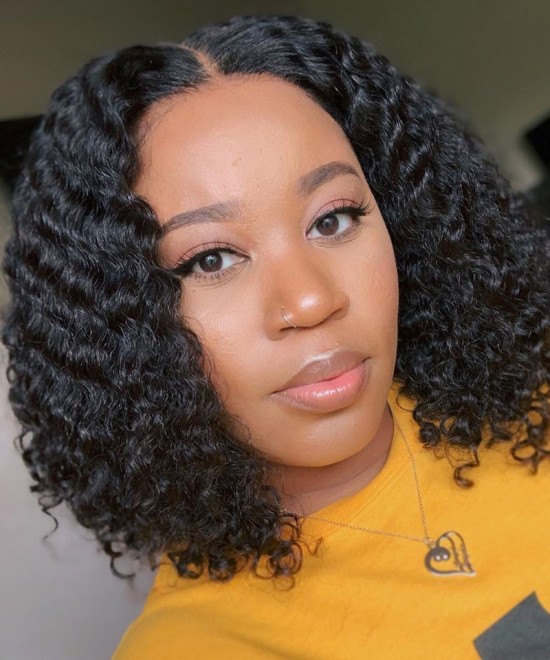 Curly Bob 13x6 Lace Front Human Hair Wigs For Black Women 