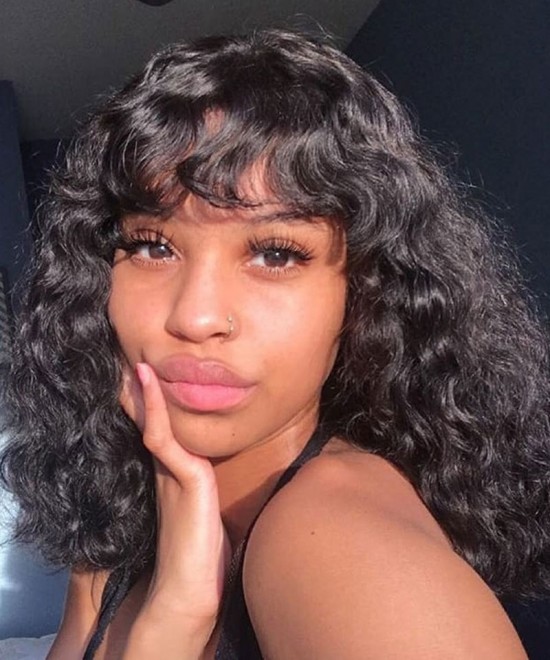 Dolago hair wigs None Lace Human Hair Wigs With Band With Baby Hair Short Curly Wigs For Black Women Free Shipping