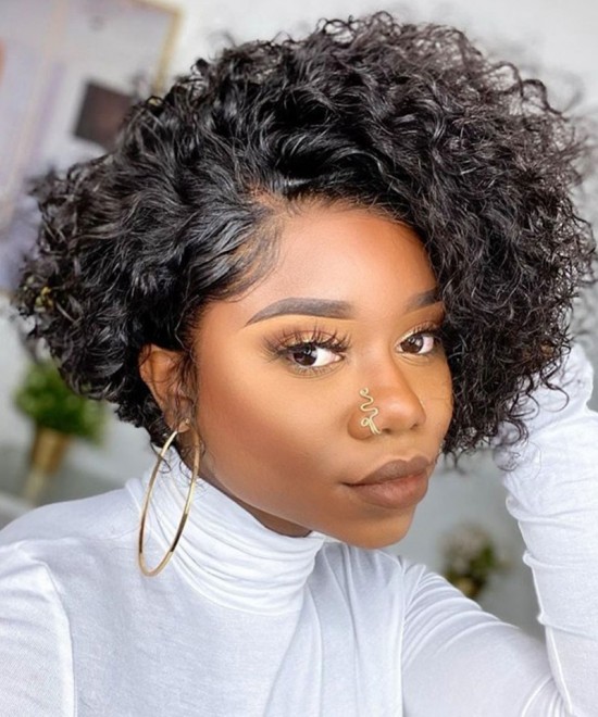 Dolago Short Curly Real Human Hair Full Lace Wigs Pre Plucked For Black Women Girls 150% Bob Glueless Full Lace Wigs With Baby Hair For Sale High Quality Transparent Full Lace Braided Wigs Pre Bleached Online