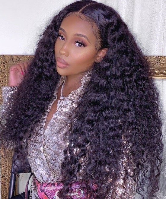 Dolago 250% Lace Front Wigs Deep Curly Brazilian Human Hair For Women Glueless Pre Plucked 13x6 Lace Front Wigs Can Be Dyed RLC Natural Braided Front Lace Wig With Invisible Hairline For Sale Free Shipping 