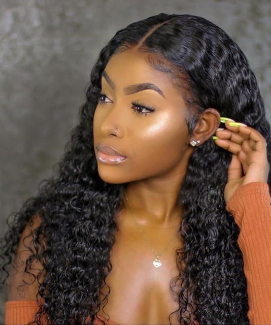 Dolago 250% Deep Curly 13x6 Lace Front Wig Human Hair For Black Women High Quality RLC Front Lace Wig With Baby Hair Pre Plucked Brazilian Glueless Lace Frontal Wig Fake Scalp For Sale Online