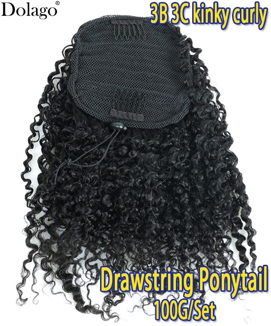Dolago 3B 3C Kinky Curly Drawstring Ponytail Human Hair Extensions 10-26 Inches Brazilian Kinky Curly Clip In Human Hair Extensions For Black Women For Sale From Online Shop 