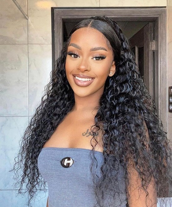 Dolago Deep Curly 180% Full Lace Human Hair Wigs With Natural Baby Hair For Black Women Brazilian Glueless Curly Full Lace Wigs Can Be Dyed Pre Plucked HD Transparent Full Lace Wig Free Shipping