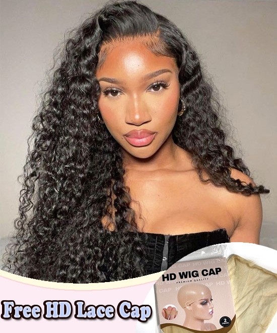 Dolago 250% Undetectable HD Swiss Curly Lace Front Wigs Pre Plucked Hairline For Black Women Deep Curly Glueless Human Hair Lace Frontal Wig Bleached The Knots Invisible 13x6 HD Lace Frontal Wig Free Shipping