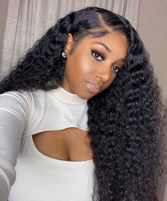 Quality deep curly human hair wigs invisible knots for sale 