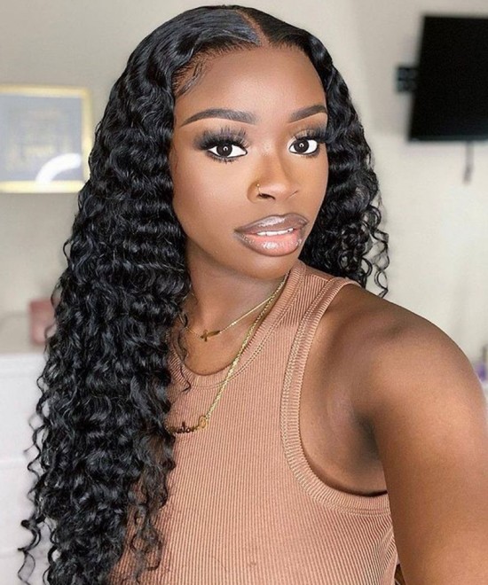 Deep Wave 300% High Density Lace Front Wigs For Women