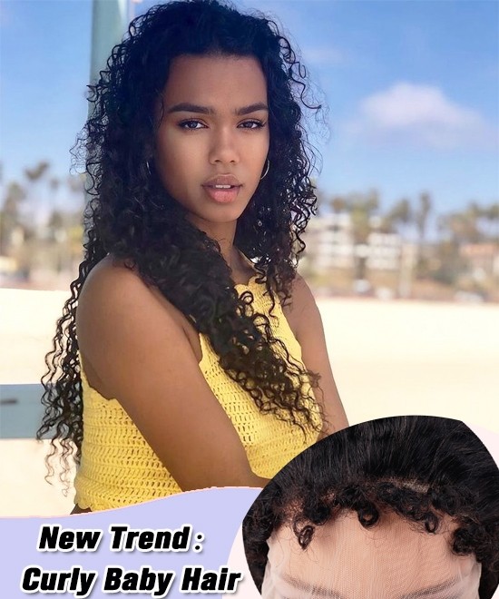 Dolago Curly Baby Hair RLC 13x6 Lace Front Wig For Black Women 150% Glueless Front Lace Human Hair Wig Pre Plucked For Sale Online Brazilian Natural Deep Curly Frontal Wigs Pre Bleached Free Shipping