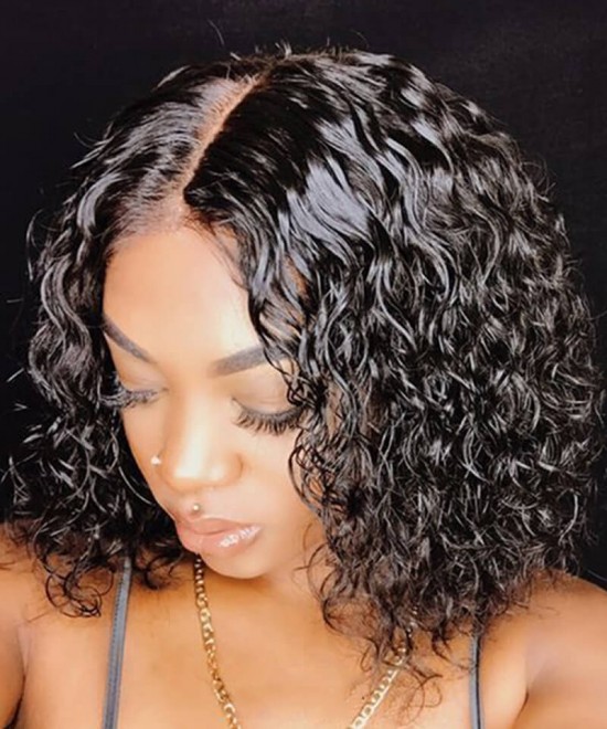 Curly Short Bob Lace Front Wigs Pre-Plucked 150% Density