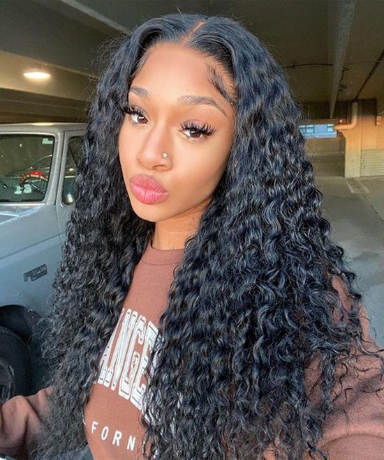 Dolago Natural Black Deep Wave 360 Lace Front Human Hair Wig Pre Plucked For Black Women 150% Brazilian Transparent 360 Full Lace Wigs With Baby Hair For Sale High Quality 360 Lace Frontal Wig Pre Bleached