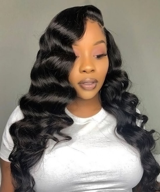 U Part Loose Wave Human Hair None Lace Wigs For Sale 