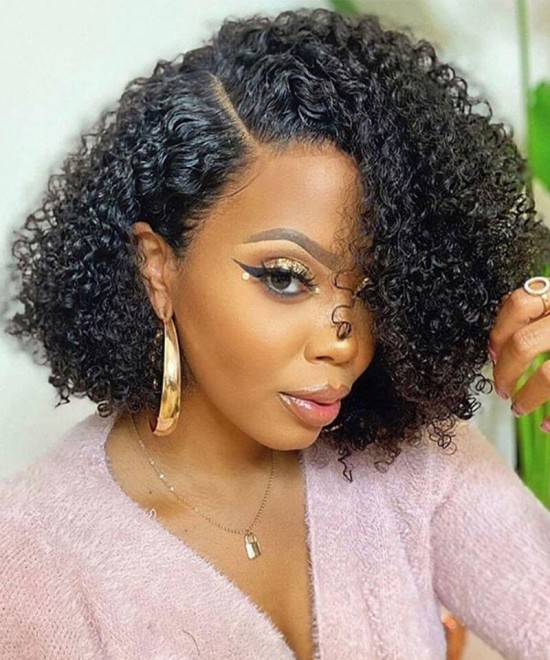 Dolago Bob RLC Glueless Full Lace Wigs For Women 130% Short Deep Curly Transparent Full Lace Human Hair Wigs With Baby Hair Best Brazilian Curly Invisible Full Lace Wig Pre Plucked 