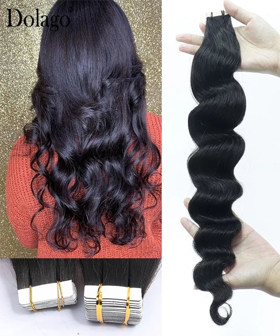  Dolago Best Tape In Human Hair Extensions Loose Wave Bundles For Black Women 40PCS/Set Girls Natural Brazilian Tape Ins Hair Extensions At Cheap Prices High Quality Tape In Virgin Hair Wholesale Online