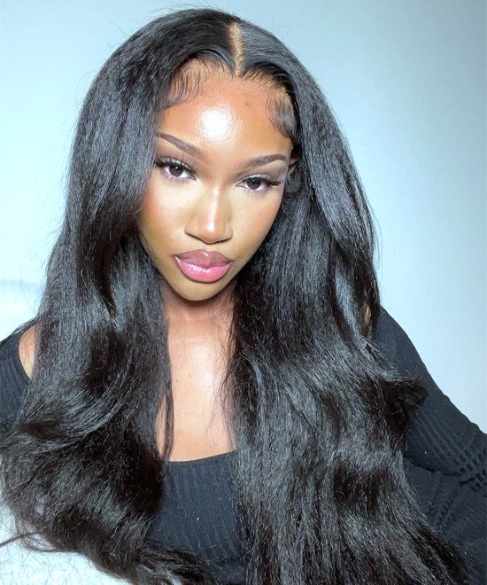 Dolago 250% Yaki Straight HD Swiss Lace Front Wigs With Invisible Hairline For Black Women Glueless Undetectable 13x6 Lace Frontal Wigs Pre Plucked Brazilian HD Crystal Front Lace Human Hair Wig Free Shipping