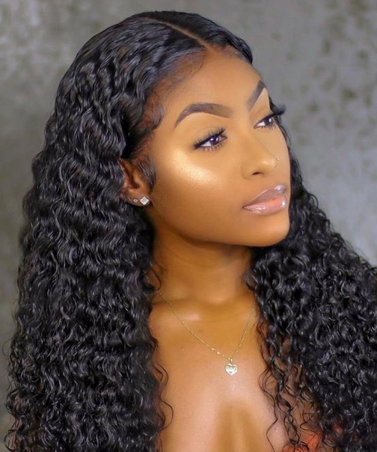 Fake Scalp Pre-Plucked Water Wave Lace Front Wigs With 