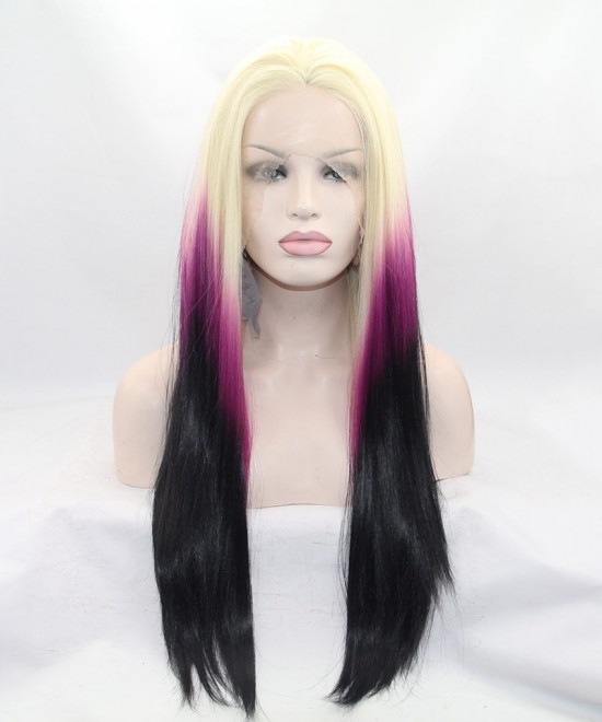 Dolago Blonde/Purple Ombre Lace Front Wig Synthetic Wig